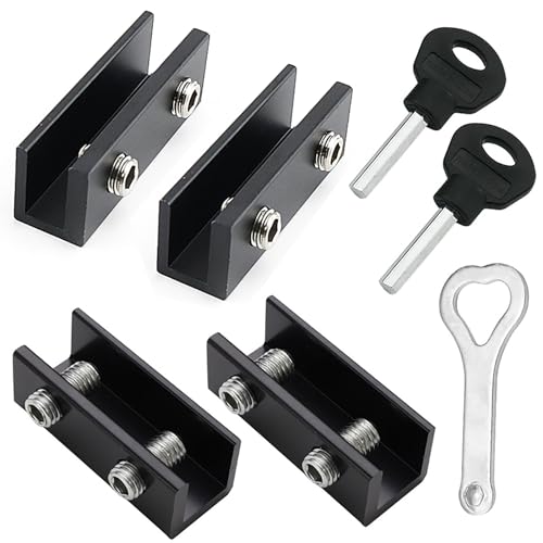 4 Piezas Cerradura de seguridad para ventana corredera ajustable,Cerradura de Ventana Corredera Negra,con Cerradura de Seguridad y Llaves Protección de Seguridad de Niños
