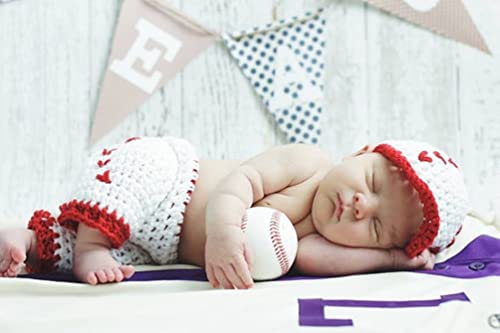 Image of Newborn Baby Photo Shoot Props Girl Boy Crochet Knit Hat Costume Stripe Hat Pants Overalls Photography Props