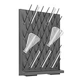 Lab Removable Glassware Drying Rack, Lab Draining Rack with 52 Columns, 33.07lbs Capacity Wall-Mounted/Countertop Bottle Drying Rack Pegboard for Laboratories, Industrial, Quality Testing (Grey)