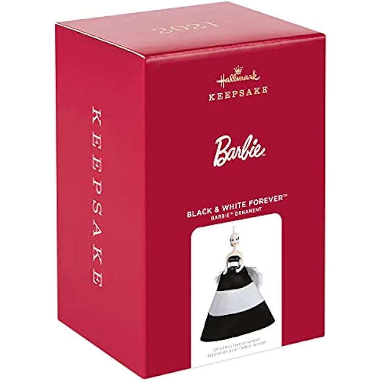 Hallmark Keepsake Christmas Ornament 2021, Barbie Black & White Forever, Porcelain and Fabric