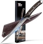 SYOKAMI Fillet Couteau, 9 Couteau de désossage de pouce avec gaine en cuir, Couteaux de filetage Sharp pour le poisson et la viande, Poignée en bois non glissante, Cuisins professionnels japonais pour la pêche et la chasse, Cadeau de cuisine extérieure