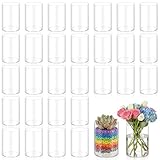 Ckhoid 30Pcs Small Glass Cylinder Vases for Centerpieces, 4 Inch Clear Flowers Vase, Glass Hurricane Candle Holder, Floating Candle Vases for Wedding Decorations, Formal Dinners Home Decor