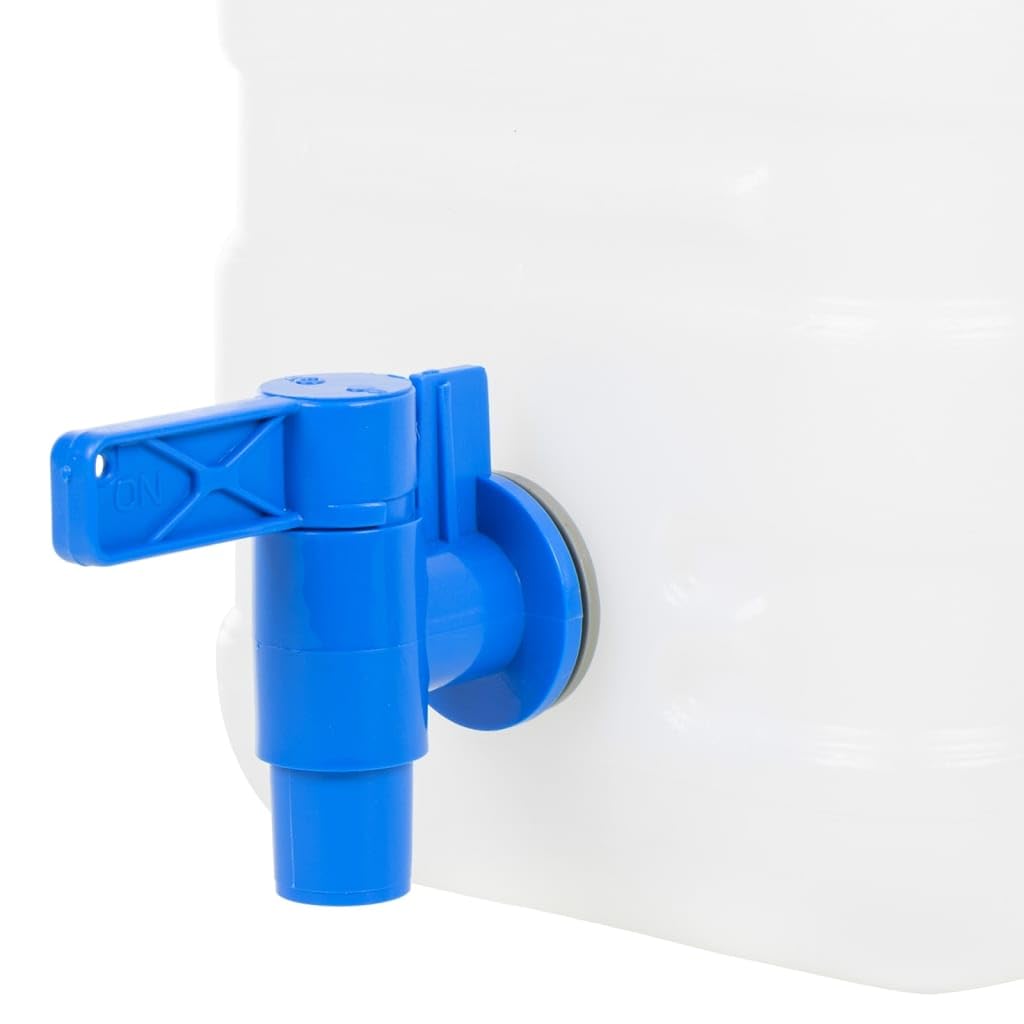 Depósito de agua con grifo, 20 L, transparente, plástico HDPE, apilable, con gran apertura de llenado y asa para camping, exterior, emergencia y almacenamiento