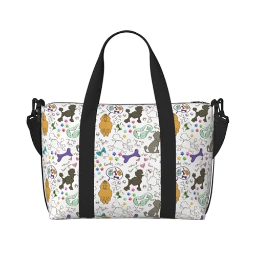 Carry On Duffle Bags Overnight Weekender Bags for Women, Funny Cute Poodle Dog Personal Item Travel Bag, Travel Essentials Sport Gym Bag for Men Women