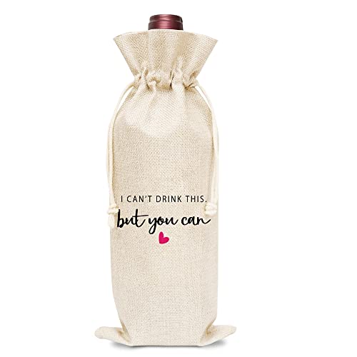Image of Lesixur Pregnancy Announcement Wine Bags (1 Pack)- New Baby Announcement, Godmother, Godfather, Godparents, Grandparents, Aunt, Uncle Gift, Cotton linen Wine Gift Bag With Drawstring -A047