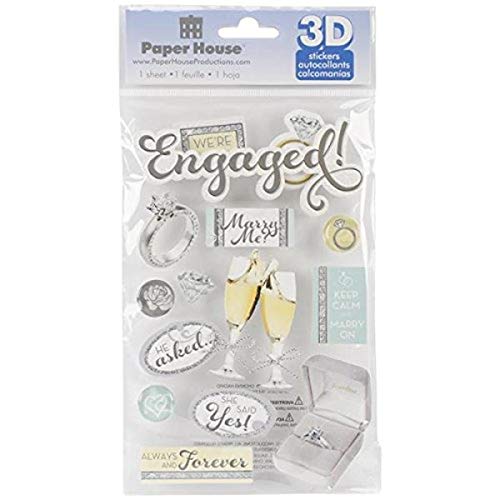 Paper House Productions Stdm-0197E 3D Cardstock Stickers, Engaged #TOP7