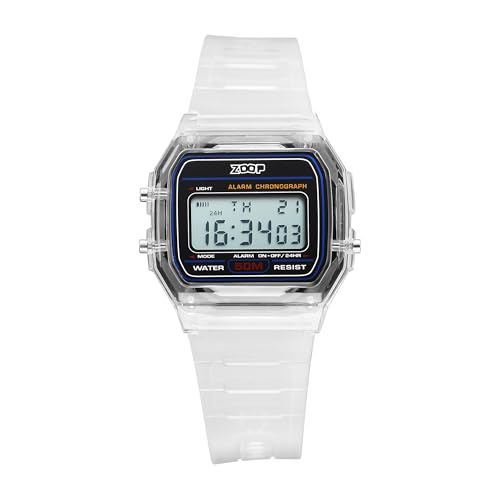 Image of Zoop Transparent Digital Watch with Black Dial & White Strap for Girls Kids, from House of Titan - 16049PP04