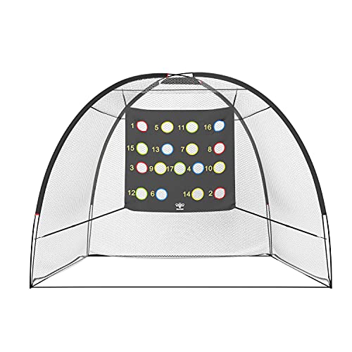BeeGolf Filet d’Entrainement de Golf Pleins Coups (L 305 x H 205 x P 160 cm) Practice à Domicile, système autoporté avec Cible 17 Trous et Housse de Transport