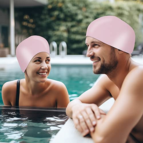 Sibba 1Pc Large Swim Cap Swimming For Braids Locs Dreadlocks Dreads Non-Slip Silicone Short Long Hair Pool Swimmers Waterproof Fabric Cloth Bath Shower Hats Adult Men Women Keep Hairstyle (Pink) #TOP7