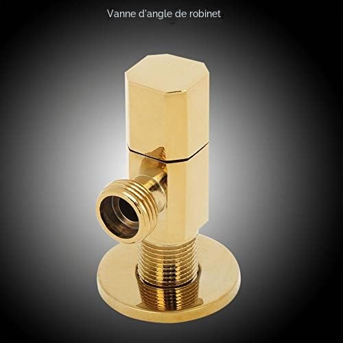 Robinet d'Arrêt Mural en Laiton, Vanne d'Angle pour Salle de Bain, Finition Dorée, Installation G1/2, 8,2 x 1,8 x 2 cm, pour Eau Chaude et Froide