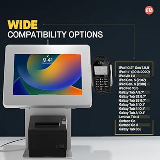 Anti-Theft Kiosk Stand – Point of Sale Station with Credit Card Reader Slot & Printer Slot for iPad 11 (A16) - Pro 11-inch M4 - Air 11-inch M3- iPad 10th Gen - Galaxy Tab & More Tablets