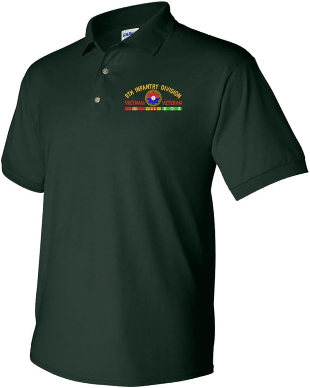 9th Infantry Division Vietnam Veteran with Ribbons Embroidered Polo