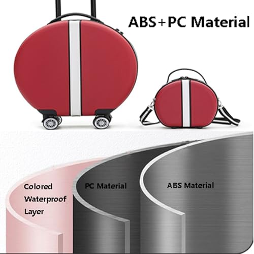 18in Carry On Luggages Round Suitcase Lightweight Hard Shell Small Travel Trolley Case with 4 Wheels Checked Carry On Luggage Travel Bag 05,B3