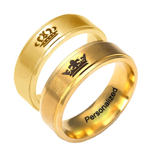 Ihanskio Her King His Queen - Anillos de compromiso para parejas de acero inoxidable, color dorado dorado Cover
