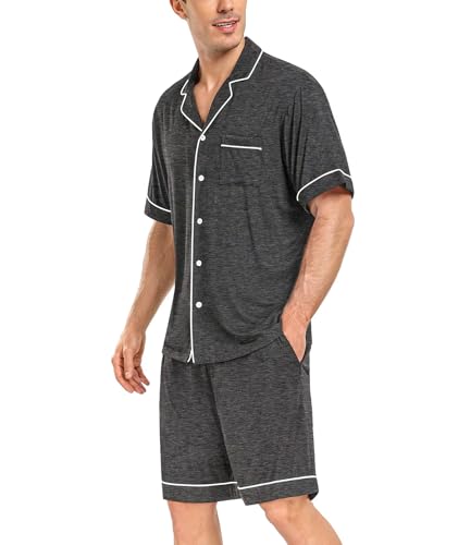 DIKFA Couple Matching Pajamas Set Short-sleeve PJ Women & Men 2Pcs Loungewear Button Down Sleepwear Pjs Sets2