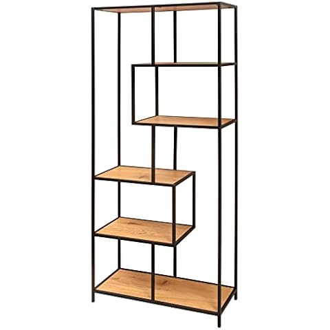 riess-ambiente.de Industrial Bücherregal Slim LINE 185cm Wildeiche schwarz sechs Regalböden Standregal Wohnzimmerregal Regal Cover