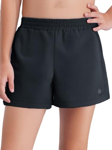 YEAHDOR Girls Athletic Shorts Quick Dry Running Soccer Shorts with Pockets Kids Active Sports Workout Shorts3