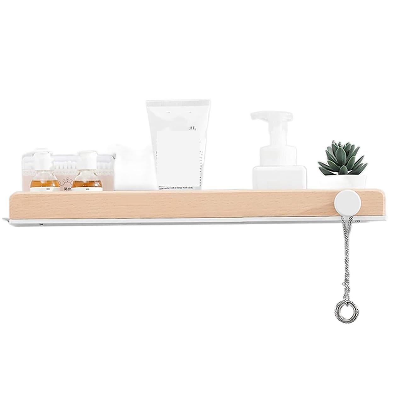 AZHKJKZH Shower Shelf Wall Shower Caddy Rack Organizer No Drill Adhesive Aluminum Wood For Bathroom Bathroom Accessories(A,50 * 11.8 * 4cm)