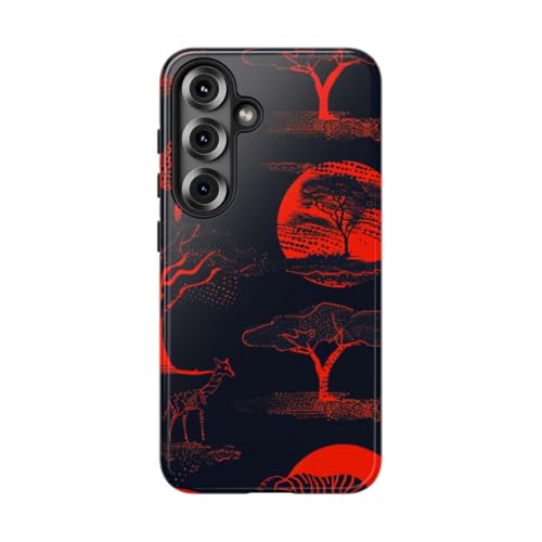 Coque Galaxy S25 faune africaine rouge fluo pour illuminer vos soirées et sorties