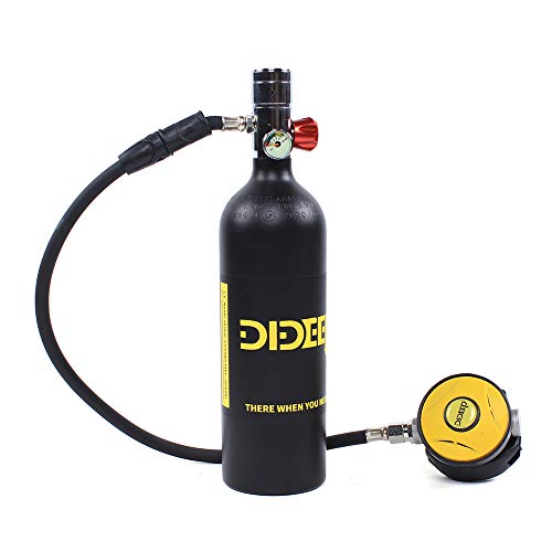 Mini Scuba Tank, 3000PSI 1L Portable Diving Tank, Diving Gas Cylinder with Water Lung Conversion Head and 3 Types of Inflation, Lightweight Diving Oxygen Cylinder for Professional Diver Fishermen