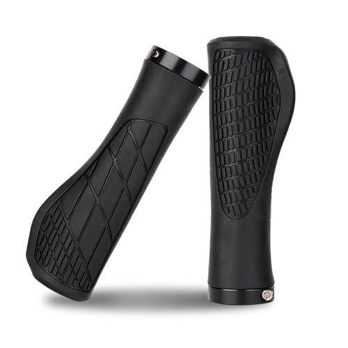 自転車 グリップ ハンドルグリップ クロスバイク エルゴグリップ 人間工学設計 滑り止め ショック吸収 耐久性 汎用 スマホ グリップ 長さ13.3cm 曲線設計 中柔らかさ (ブラック)