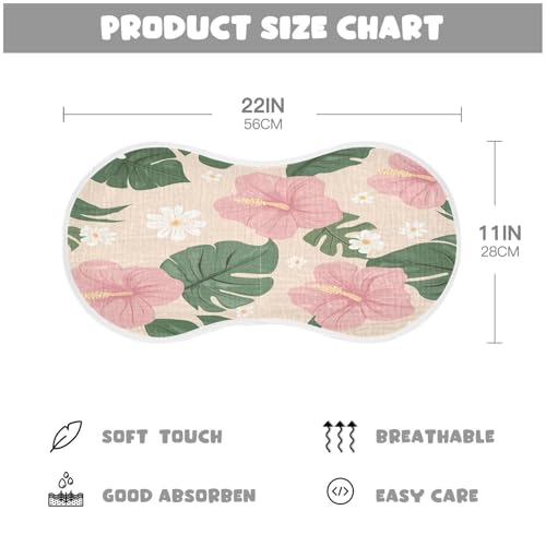 Tropical Flowers Burp Cloths Cotton Baby Washcloths,Large 22x11in Burping Cloth Absorbent and Soft for Newborn Baby Boys and Girls,2 Pack4