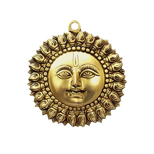 Image of Brass Sun | Weight - 800 G Approx | 6 Inch Approx | Brass Surya Wall Hanging | Home Decor | Sun for Vastu | Sun Idol Face for Positivity at Home & Office