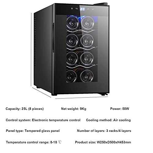 XDLEDMKIZ Vinoteca electrónica con termostato pequeño, Nevera para vinos con Puerta de Cristal, Bodega Independiente de encimera, 12-18 °C, LED, bajo Nivel de Ruido - imagen 7