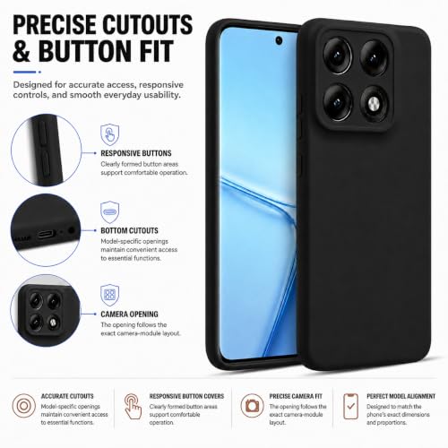 Image of FIRST MART Matte Silicone Back Cover for Motorola Edge 70 Max - Black