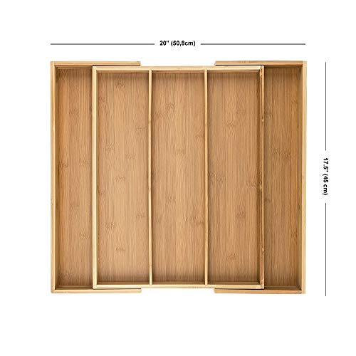 Premium Bamboo Drawer Organizer, Silverware Organizer, 100% Pure Bamboo, Adjustable Utensil Organizer, Kitchen Drawer Organizer, Silverware Tray for Drawer (3-5 slots) - Thumbnail 6