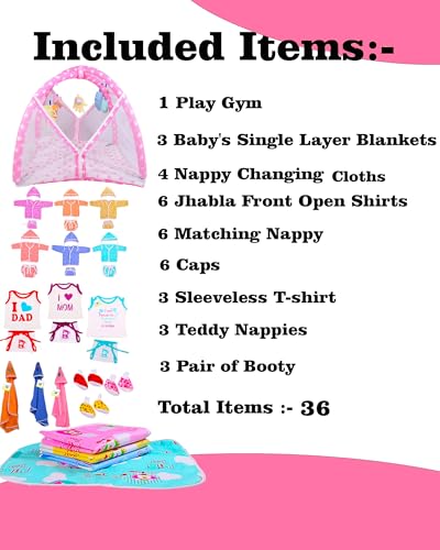 Image of Toddylon All in One Daily Essential in One Pack 36 in 1 New Born Baby Products Gift Packs | Hospital Kit Combo | Infants Boys Girls | Perfect for Newborns | Ideal for 0-6 Months (Pink)