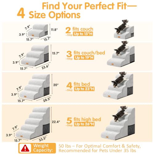 Image of Topmart High Density Foam Pet Steps 2 Tiers,11.8 inch High,Non-Slip Dog Stairs | Soft Foam Dog Ramp Ladder,Best for Injured,Older Cats,Pets with Joint Pain,Suitable for Low Sofas,Stairs,Lower Place