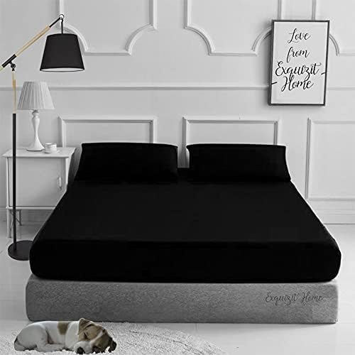 EXQUIZIT HOME Fitted Bed Sheet With Matching FREE 1 X PILLOW CASE Plain Dyed Poly Cotton Percale Easy Care Bed Sheet Royal Blue Single