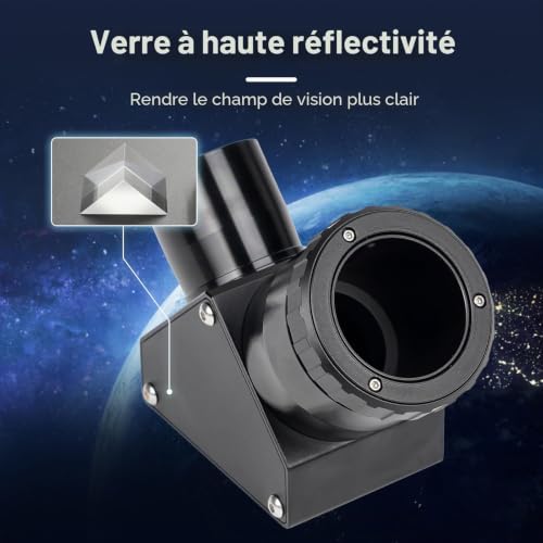 Svbony SV223 Miroir Diagonal, 1.25" 90° Adaptateur Diagonal Matériau en Fibre de Carbone Diagonale Etoilée avec Mécanisme de Verrouillage Clicklock pour Observation des Planètes – vue 3