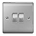 Price comparison product image BG Nexus NBS Range Brushed Steel Switches & Sockets - Full Range of Matching Items (2 Gang, 2 Way Light Switch)