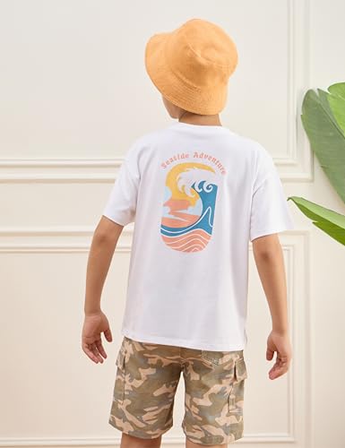 Image of Amazon Brand - Symbol Boys 100% Cotton Oversized Graphic Printed Half Sleeves T-Shirt | Age 6-14 Years
