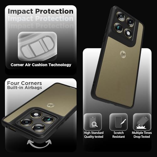 Image of RIGGEAR Shockproof Sleek Hybrid Armor Back Cover Case for Motorola Moto Signature 5G (Clear PC + Black TPU Bumper)