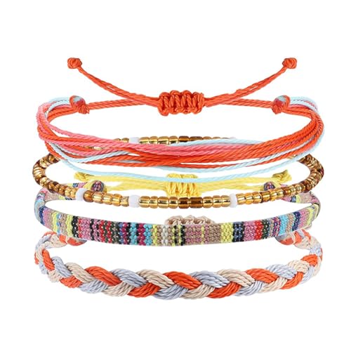 Image of Beach Summer Ankle Bracelet for Women Handmade Braided Adjustable String Anklets Waterproof Surfer Bracelet