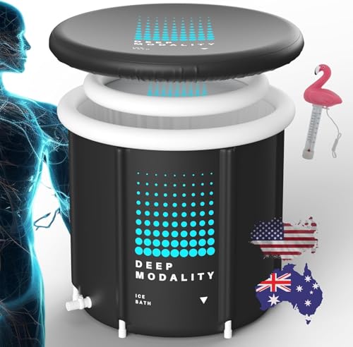 PORTABLE ICE BATH - Cold Plunge Tub, Ice Plunge Tub, Ice Bath Tub, Ice Pod, Ice Baths at Home, Cold Pod, Cold Tub, Ice Tub, Ice Barrel (Classic - Inflatable Round, Black & White)