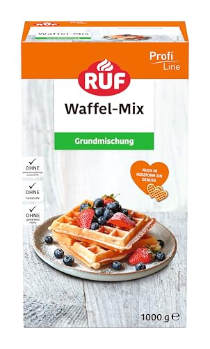 RUF Waffel-Teig Grund-Backmischung zur Herstellung von leckeren Herzwaffeln im Waffeleisen einfache Zubereitung im praktischen Vorratspack 1x1000g