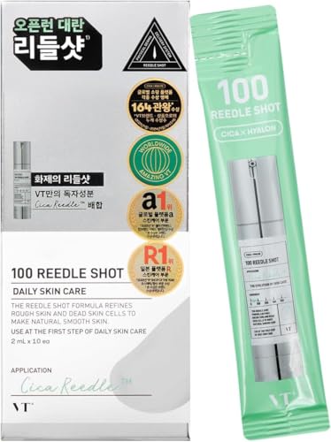 VT COSMETICS VT 100 REEDLE SHOT STICK POUCH Lot de 10 sachets anti-inflammatoires pour soins quotidiens de la peau 2 ml