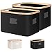 DAKCOS Paquete de 2 cestas plegables para lavandería con asas, borde de bambú, cesta de almacenamiento plegable de tela para almacenamiento Compatible con estante IKEA-Kallax, 38L, negro