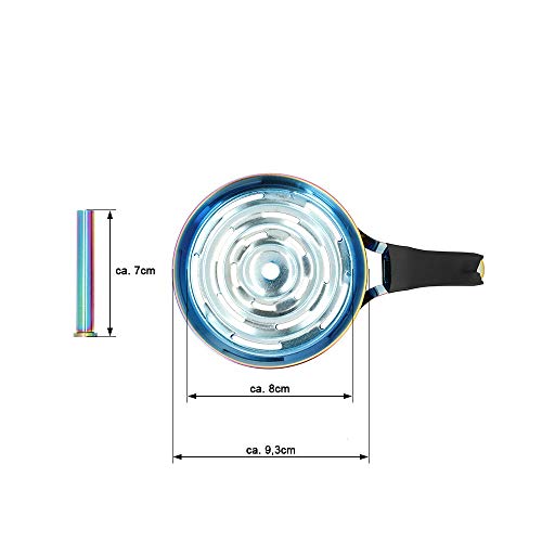 AO® Shisha Pfännchen Kaminaufsatz Edelstahl | Extra große Auflagefläche = für mindestens vier Kohlen (Rainbow) – Bild 4