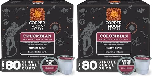 Image of Copper Moon Single Serve Coffee Pods For Keurig K-Cup Brewers, Medium Roast, Colombian Blend, 80 Count (Pack of 2)