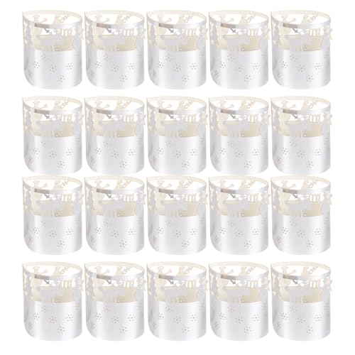 Zerodeko Pantallas de Papel Navideñas Diseño de Copo de Nieve 50 Piezas Plateadas Ligeras y Huecas para Decoración Festiva de Velas Ideales para Hogar Fiestas y Eventos Navideños