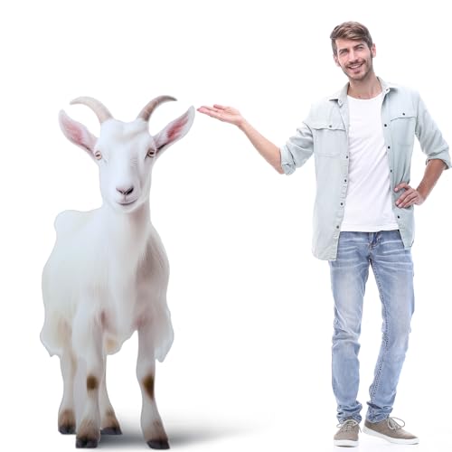 Image of Geelin 5ft Goat Cardboard Standup Cutout Life Size Lamb Jungle Safari Animal Stand up Photo Prop for Zoo Safari Jungle Farm Themed Birthday Party Classroom Decoration Supplies