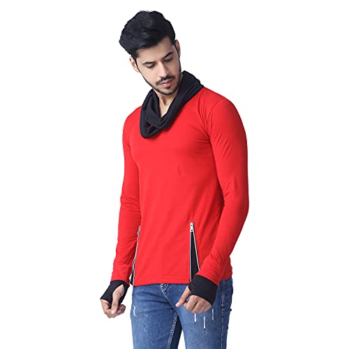 Image of Black Collection Men's Attached Muffler Full Sleeve T-Shirt(SKU: BCN0023)
