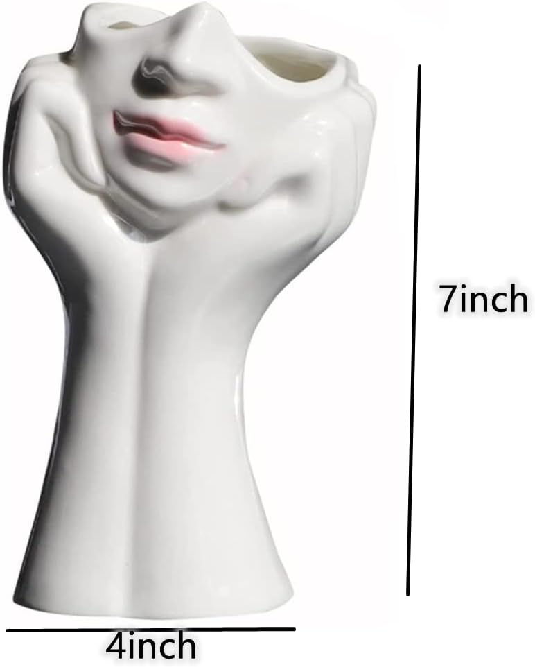 Ceramic Vase Statue Flower Vase White Face Vase Head Vases for Flowers, Bust Statue Modern Art Nordic Style Minimalism Table Centerpieces for Gifts Home Decoration (Colorful-A)