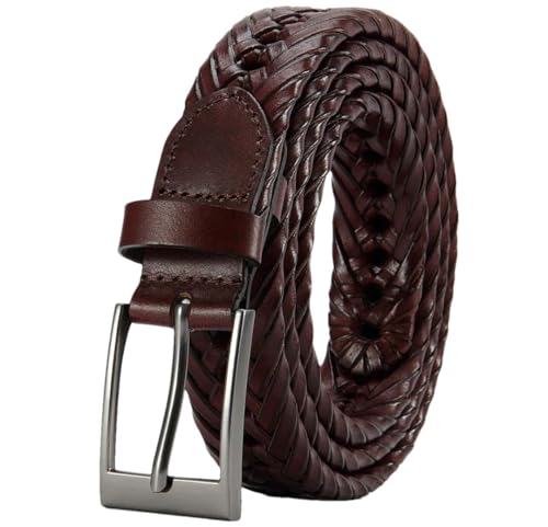 Women’S Casual Genuine Leather Automatic Buckle Belt Metal Large 3.4Cm For Jeans Strap