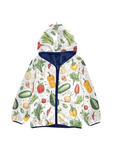 Cute Vegetables Girls Fleece Jacket Girls Fall Jacket Boys Coats Zip Up Hoodie Children Sherpa Warm Outerwear 2-10T